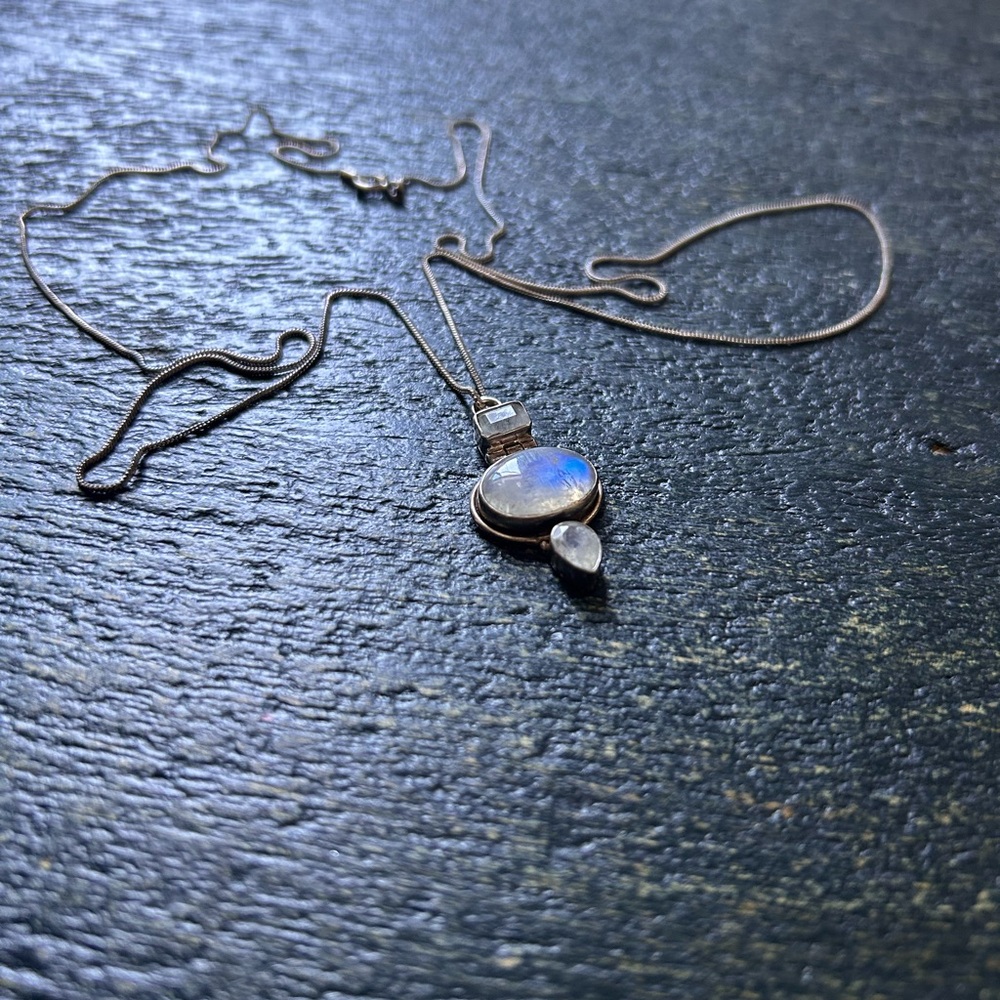 Silver and moon stone necklace